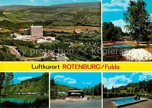 AK / Ansichtskarte Rotenburg Fulda Panorama Luftkurort Krankenhaus Park Teich Kiosk Wassertreten Kat. Rotenburg a.d. Fulda