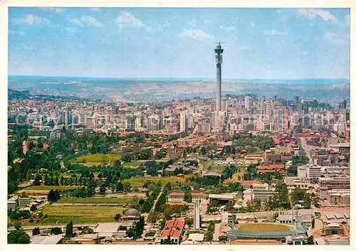 AK / Ansichtskarte Johannesburg Gauteng J G Strijdom micro wave Tower suburb of Hillbrow Milner Park aerial view Kat. Johannesburg