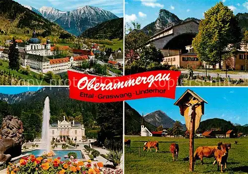 AK / Ansichtskarte Oberammergau Kloster Ettal Passionsdorf Koenigsschloss Linderhof Graswang Kat. Oberammergau