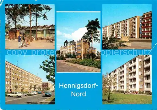 AK / Ansichtskarte Hennigsdorf Kaufhalle Schule Hradecker Strasse Rigarer Strasse Strasse der Freundschaft Kat. Hennigsdorf