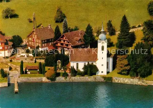 AK / Ansichtskarte Bauen Kirche Geburtsstaette von Alberik Zwyssig Urner See Fliegeraufnahme Kat. Bauen