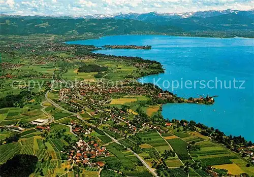 AK / Ansichtskarte Wasserburg Bodensee Alpenkette Fliegeraufnahme Kat. Wasserburg (Bodensee)