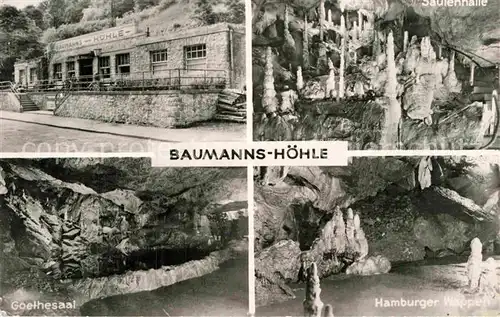 AK / Ansichtskarte Hoehlen Caves Grottes Baumannshoehle Ruebeland Goethesaal Hamburger Wappen  Kat. Berge