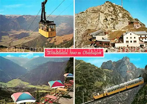 AK / Ansichtskarte Seilbahn Zahnradbahn Wendelstein Berghaus Terrasse Bayrischzell Kat. Bahnen