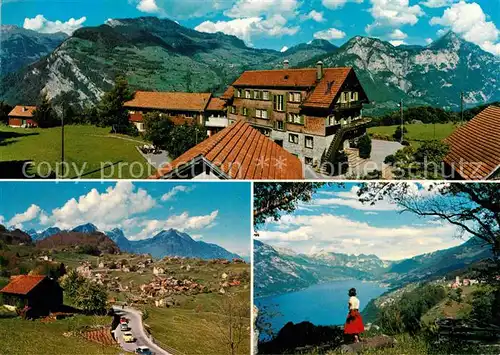 AK / Ansichtskarte Filzbach Blaukreuzferienheim Lihn Fernblick auf Walensee und Obstalden Kat. Filzbach