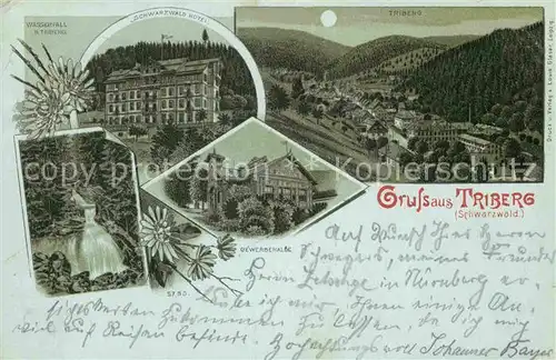 AK / Ansichtskarte Triberg Schwarzwald Gewerbehalle Wasserfall Schwarzwaldhotel Mondschein Kat. Triberg im Schwarzwald