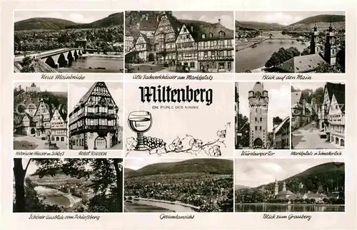 AK / Ansichtskarte Miltenberg Main Mainbruecke Fachwerkhaeuser Marktplatz Historische Haeuser Schloss Hotel Riesen Grauberg Wuerzburger Tor Kat. Miltenberg