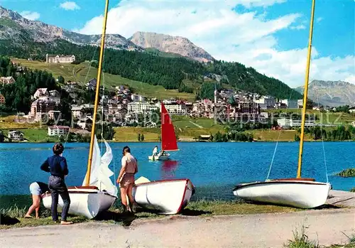 AK / Ansichtskarte St Moritz GR Segeln auf dem Moritzersee Alpen Kat. St Moritz