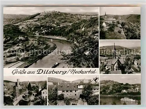 AK / Ansichtskarte Dilsberg Neckar Neckartal Kirchen Burgruine Jugendherberge Neckarpartie