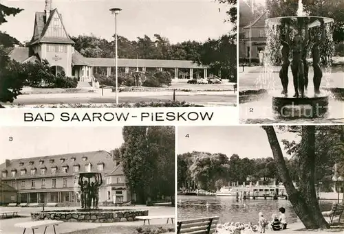 AK / Ansichtskarte Pieskow Bad Saarow Bahnhof Brunnen Johannes Becher Platz Schwanenwiese Kat. Bad Saarow Pieskow