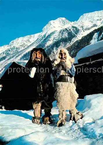 AK / Ansichtskarte Fasnacht Karneval Tschaegaetae Wiler Loetschental  Kat. Feiern und Feste