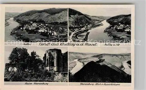 AK / Ansichtskarte Alf Bullay Mosel Panorama Ruine Marienburg Blick vom Aussichtsturm