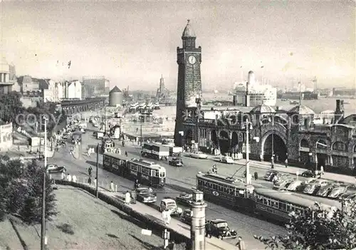 AK / Ansichtskarte Strassenbahn Hamburg Landungsbruecken Hafen  Kat. Strassenbahn