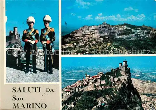 AK / Ansichtskarte San Marino Repubblica Fliegeraufnahme Uniform Schloss