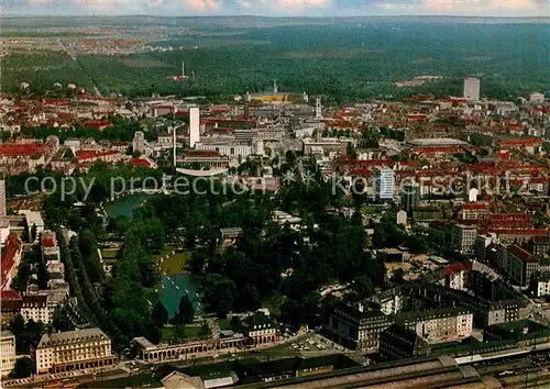 AK / Ansichtskarte Karlsruhe Baden Fliegeraufnahme Stadtgarten Zoo