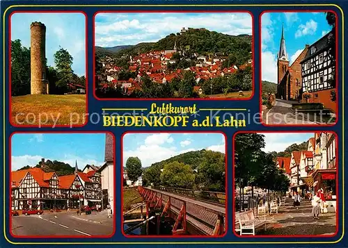 AK / Ansichtskarte Biedenkopf Aussichtsturm Marktplatz Fachwerkhaeuser Lahnbruecke Kirche Kat. Biedenkopf