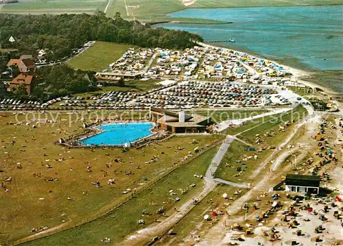 AK / Ansichtskarte Dangast Nordseebad Fliegeraufnahme Meerwasserquellbad Campingplatz