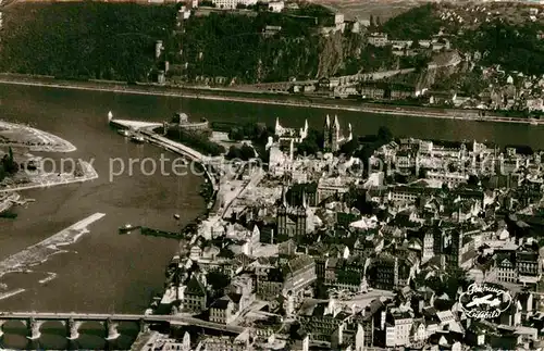 AK / Ansichtskarte Koblenz Rhein Ehrenbreitstein Fliegeraufnahme Kat. Koblenz