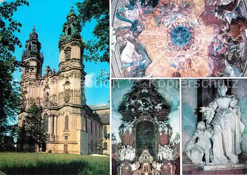 AK / Ansichtskarte Krzeszow Kirche Fresken Barockaltar Statue Mausoleum