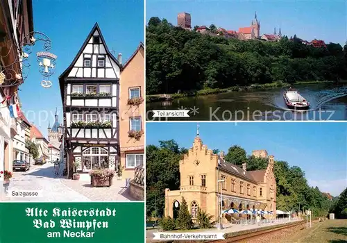 AK / Ansichtskarte Bad Wimpfen Salzgasse Blauer Turm Fachwerkhaus Neckar Binnenschifffahrt Bahnhof Verkehrsamt Kat. Bad Wimpfen