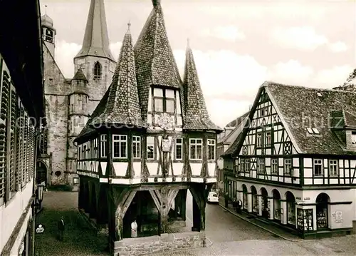 AK / Ansichtskarte Michelstadt Rathaus 15. Jhdt. Fachwerkhaeuser Historisches Gebaeude Kat. Michelstadt