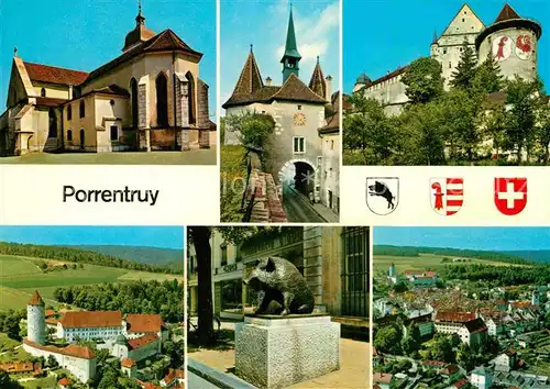 AK / Ansichtskarte Porrentruy Eglise Porte de France Chateau Le Sanglier vue generale Kat. Porrentruy