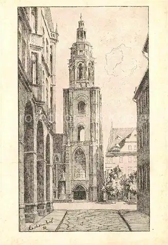 AK / Ansichtskarte Heilbronn Neckar Kilianskirche Nach Zeichnung von Karl Winkel  Kat. Heilbronn