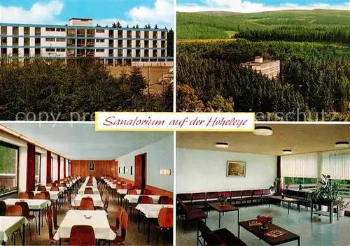 AK / Ansichtskarte Winterberg Hochsauerland Sanatorium auf der Hoheleye Speisesaal Aufenthaltsraum Kat. Winterberg