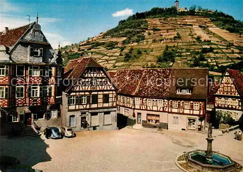 AK / Ansichtskarte Heppenheim Bergstrasse Marktplatz mit Ruine Starkenburg Kat. Heppenheim (Bergstrasse)