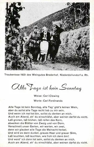AK / Ansichtskarte Niederdollendorf Traubenlese 1939 Weingut Brederhof  Kat. Koenigswinter