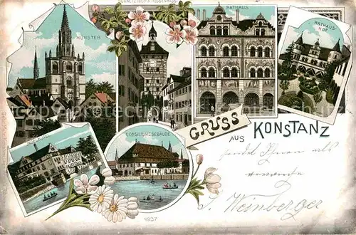 AK / Ansichtskarte Konstanz Bodensee Consiliums Gebaeude Rathaushof Rathaus Muenster  Kat. Konstanz