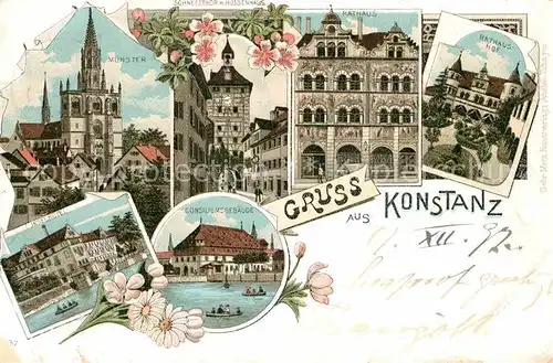 AK / Ansichtskarte Konstanz Bodensee Consiliumsgebaeude Muenster Rathaus Inselhotel Kat. Konstanz