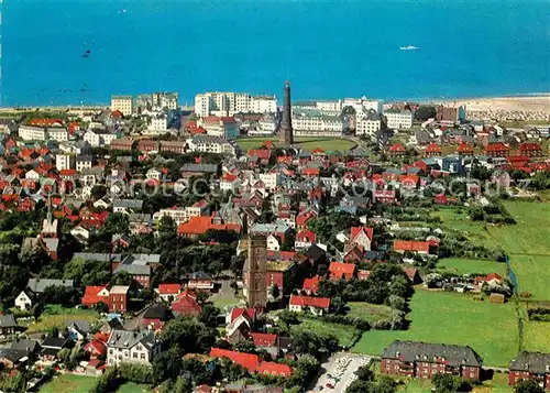 AK / Ansichtskarte Borkum Nordseebad Fliegeraufnahme mit Leuchtturm  Kat. Borkum