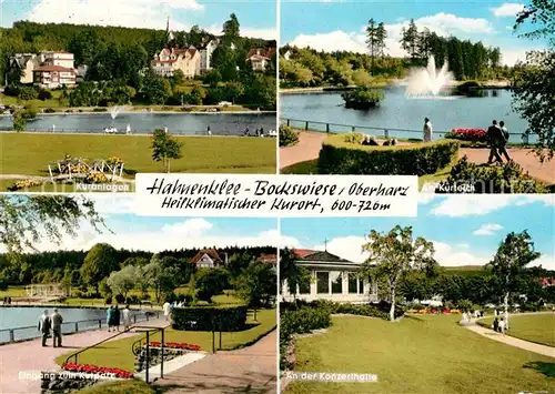 AK / Ansichtskarte Hahnenklee Bockswiese Harz Kuranlagen Kurteich Eingang zum Kurpark Konzerthalle Kat. Goslar