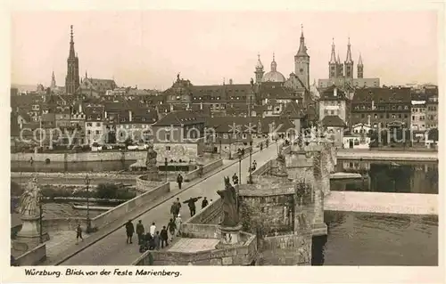 AK / Ansichtskarte Wuerzburg Blick von der Feste Marienberg Bruecke Altstadt Kirchen Kat. Wuerzburg