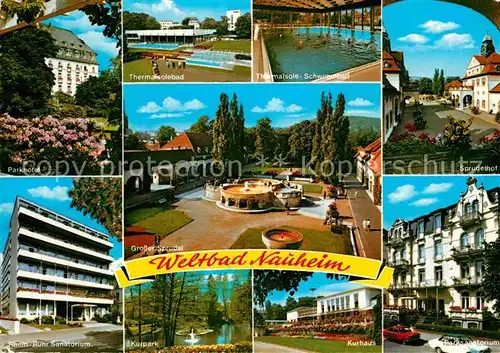 AK / Ansichtskarte Bad Nauheim Parkhotel Sanatorium Thermalsolebad Sprudel Kurpark Kurhaus Sprudelhof Kat. Bad Nauheim