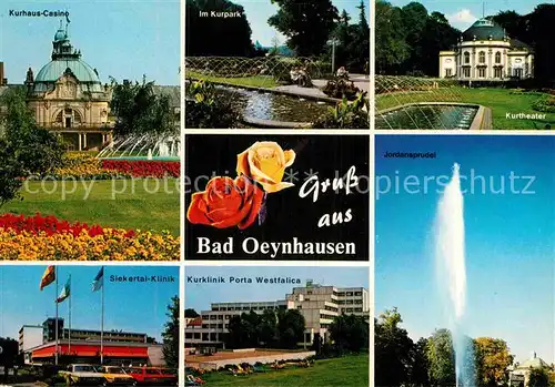 AK / Ansichtskarte Bad Oeynhausen Kurhaus Casino Siekertalklinik Kurklinik Porta Westfalica Kurpark Kurtheater Jordansprudel Rosen Kat. Bad Oeynhausen