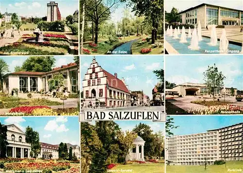 AK / Ansichtskarte Bad Salzuflen Gradierwerk Wandelhalle Bad Salze Konzerthaus Rathaus Leopoldsprudel Kurklinik Kat. Bad Salzuflen