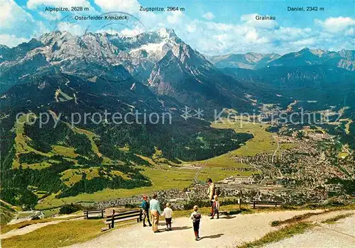 AK / Ansichtskarte Garmisch Partenkirchen Aussichtsberg Wank Blick zur Zugspitzgruppe Alpenpanorama Kat. Garmisch Partenkirchen