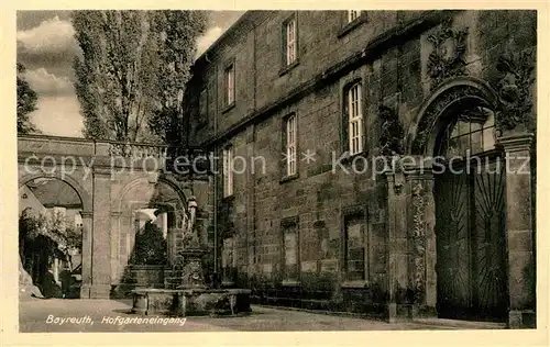 AK / Ansichtskarte Bayreuth Hofgarteneingang Kat. Bayreuth