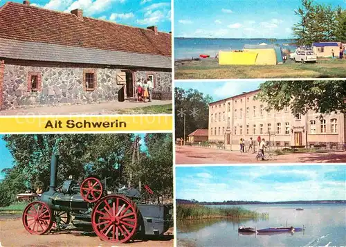 AK / Ansichtskarte Alt Schwerin Agrarhistorisches Museum Katenwohnung Alte Lok Campingplatz Plauer See Dorfkulturhaus mit Agrarmuseum und Restaurant  Kat. Alt Schwerin