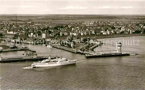 AK / Ansichtskarte Cuxhaven Nordseebad Fliegeraufnahme Schiff  Kat. Cuxhaven