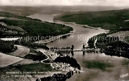 AK / Ansichtskarte Amecke Strandbad Strandcafe Campingplatz Fliegeraufnahme  Kat. Sundern (Sauerland)