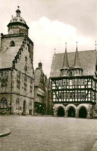 AK / Ansichtskarte Alsfeld Marktplatz Rathaus Fachwerkhaus Historisches Gebaeude Kat. Alsfeld