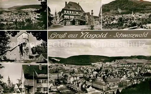 AK / Ansichtskarte Nagold Teilansichten Innenstadt Burgruine Stadtpanorama Schwarzwald Kat. Nagold