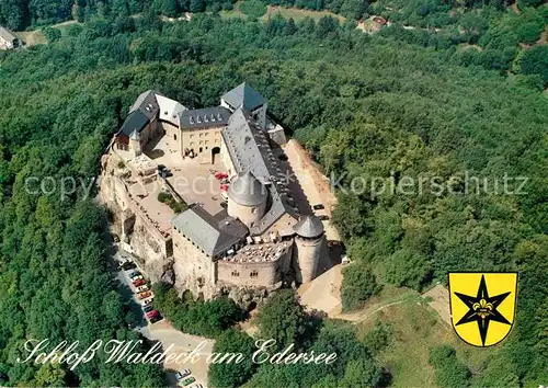 AK / Ansichtskarte Waldeck Edersee Fliegeraufnahme Schloss