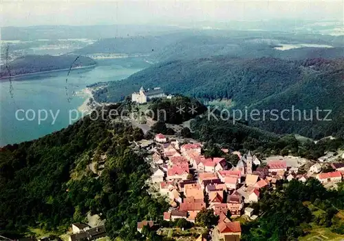 AK / Ansichtskarte Waldeck Edersee Fliegeraufnahme Edertalsperre Schloss 