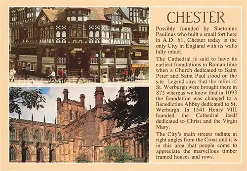 AK / Ansichtskarte Chester Cheshire The Cross and the Rows Kathedrale