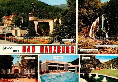 AK / Ansichtskarte Bad Harzburg Bergbahn Radau Wasserfall Pergola Juliusbad Trinkhalle Kat. Bad Harzburg