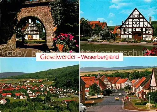 AK / Ansichtskarte Gieselwerder Stadttor Fachwerkhaus Panorama Ortsmotiv Kat. Oberweser